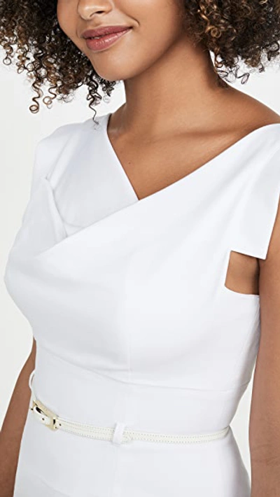 Black Halo Jackie Womens Cap Sleeves Open Back Wear To Work Dress In White