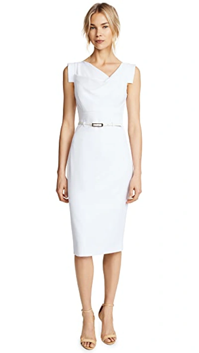 Black Halo Jackie Womens Cap Sleeves Open Back Wear To Work Dress In White