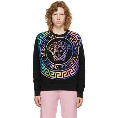 Versace Black & Multicolor Medusa Logo Sweatshirt | ModeSens