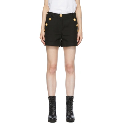 Shop Balmain Black Cotton Low-rise Shorts In 0pa Noir