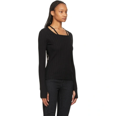 Shop Helmut Lang Black Square Neck Long Sleeve T-shirt