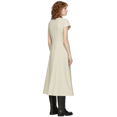 Shop Totême Beige Stretch Linen Short Sleeve Dress In 342 Oyster