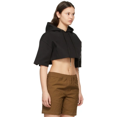 Shop Ader Error Black Cropped Short Sleeve Hoodie