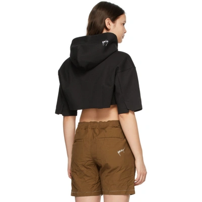 Shop Ader Error Black Cropped Short Sleeve Hoodie