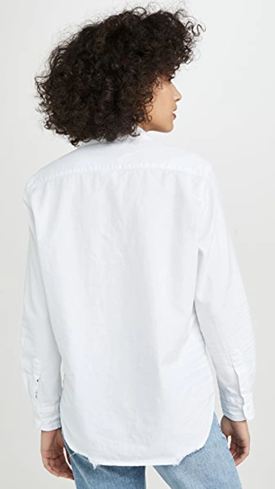 Shop Frank & Eileen Eileen Tattered Denim Shirt White