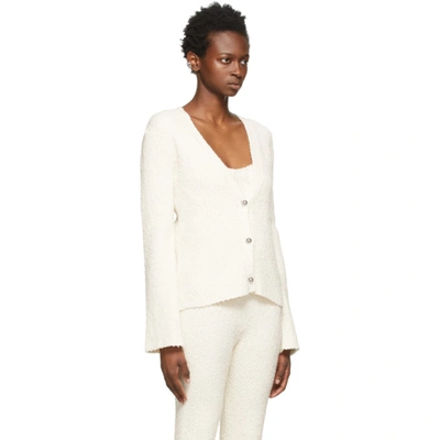 Shop Helmut Lang Off-white Bouclé Ribbed Cardigan In 929 Muslin