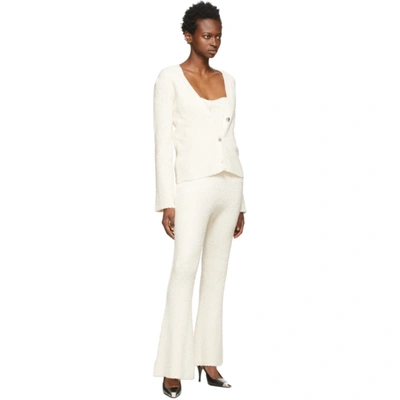 Shop Helmut Lang Off-white Bouclé Ribbed Cardigan In 929 Muslin