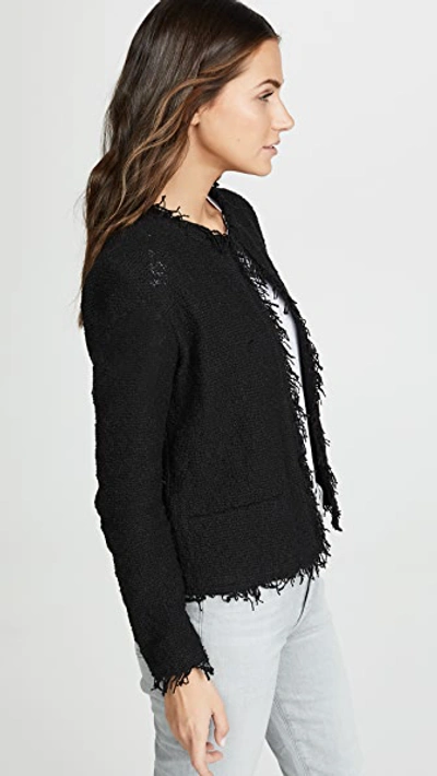 Iro Shavani Frayed Cotton-blend Bouclé Jacket In Black