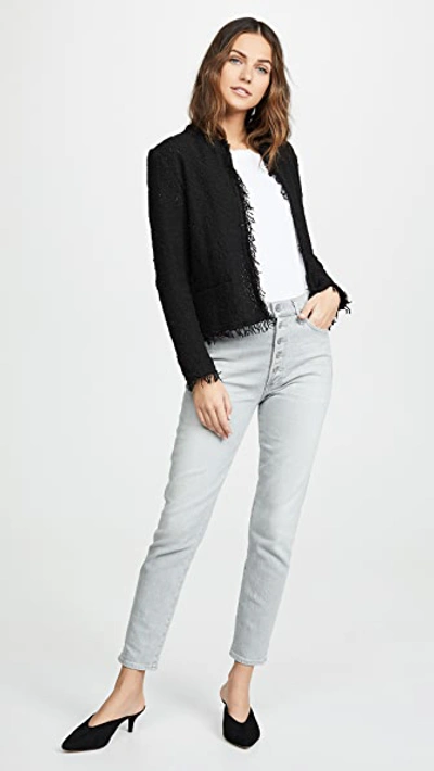 Iro Shavani Frayed Cotton-blend Bouclé Jacket In Black