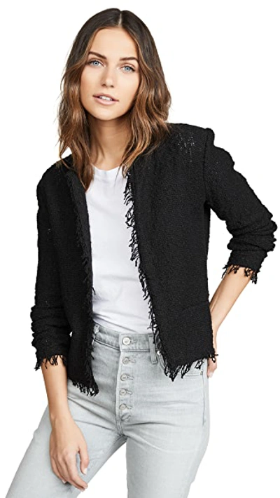 Iro Shavani Frayed Cotton-blend Bouclé Jacket In Black