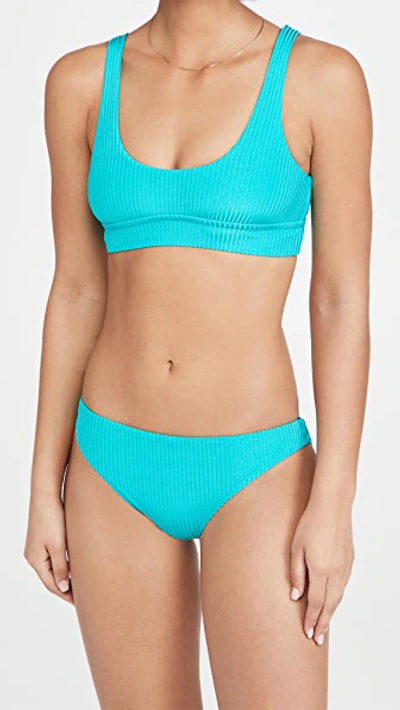 Shop Vitamin A Midori Bikini Bottoms In Turquoise Shiny Ecorib