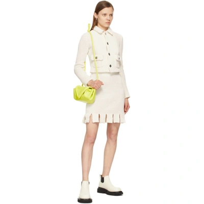 Shop Bottega Veneta Off-white Mesh Short Jacket In 2945 String