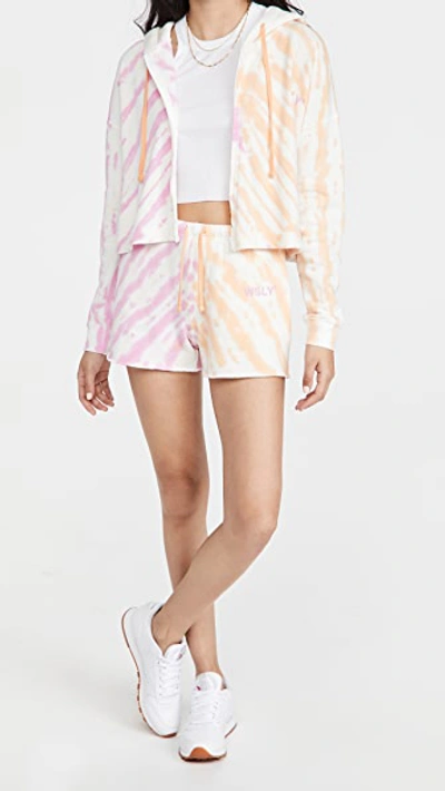 Shop Wsly The Ecosoft Sweat Shorts In Helio/cantaloupe Tie Dye