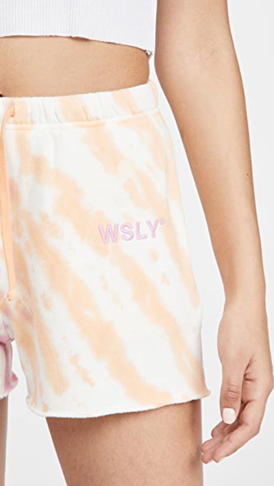 Shop Wsly The Ecosoft Sweat Shorts In Helio/cantaloupe Tie Dye