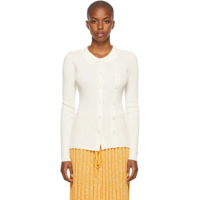 Shop Christopher Esber Off-white Double-buttoned Cardigan