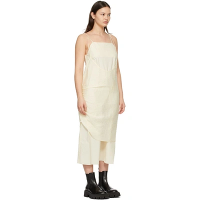 Shop Ader Error Off-white Crêpe Layered Dress In Ivory