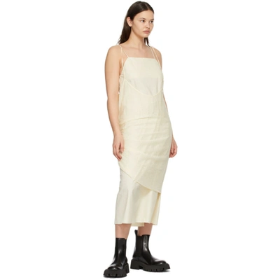 Shop Ader Error Off-white Crêpe Layered Dress In Ivory