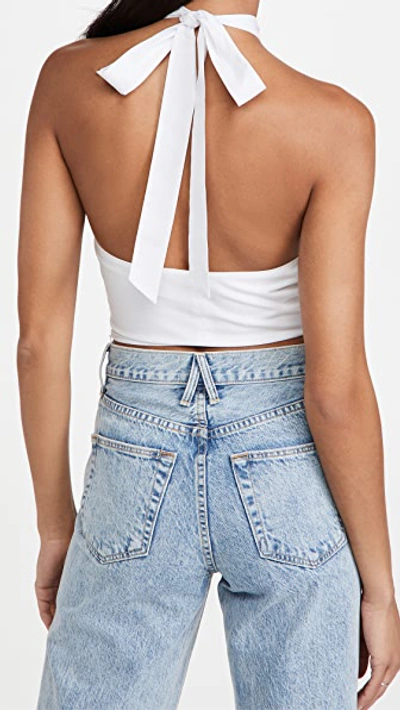 Staud Kai Smocked Cotton Crop Top In White