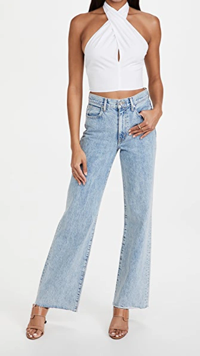 Staud Kai Smocked Cotton Crop Top In White