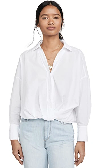 Shop Stateside Poplin Twist Front Shirt White Xs