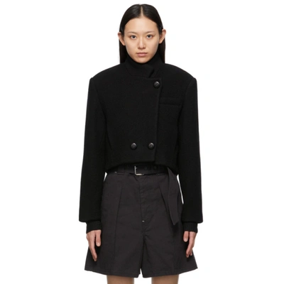 Shop Isabel Marant Black Wool Cropped Edna Jacket In 01bk Black