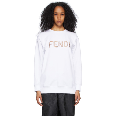 Shop Fendi White Cut-out Logo Sweatshirt In F0znm White