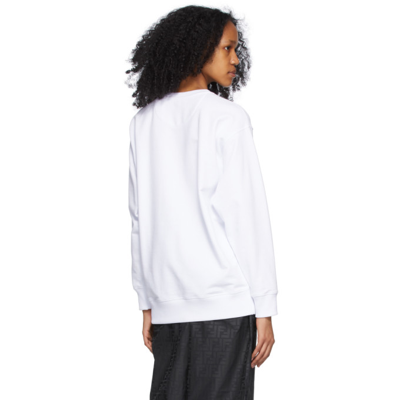 Shop Fendi White Cut-out Logo Sweatshirt In F0znm White