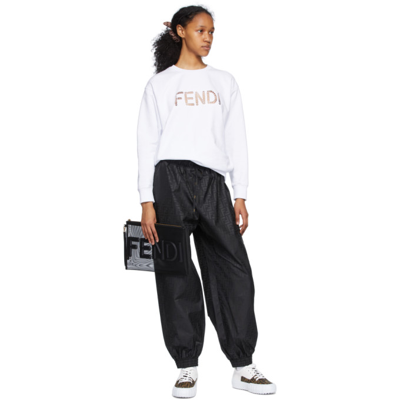Shop Fendi White Cut-out Logo Sweatshirt In F0znm White