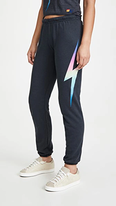 Shop Aviator Nation Bolt Sweatpants In Rainbow Pink