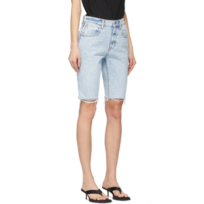 Shop Alexander Wang Blue Denim Bike Shorts In 270 Pebble Bleach