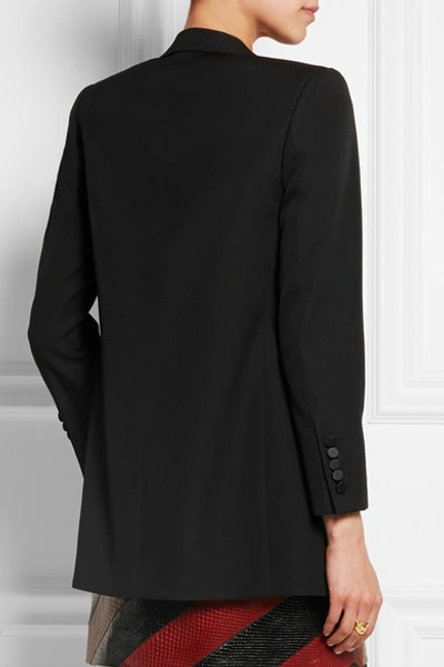 Shop Saint Laurent Satin-trimmed Wool Blazer In Black