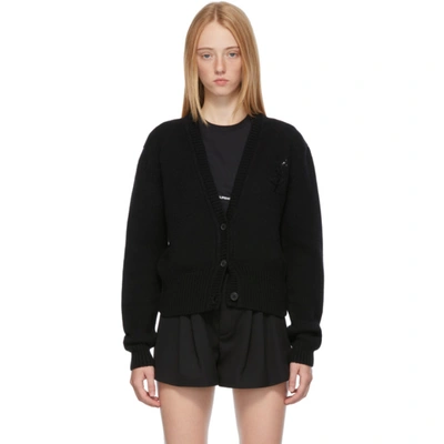 Shop Saint Laurent Black Cashmere Monogram Cardigan In 1001 Black/black Bri