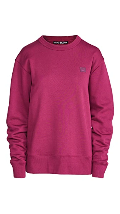 Shop Acne Studios Fairview Face Sweatshirt In Dark Pink