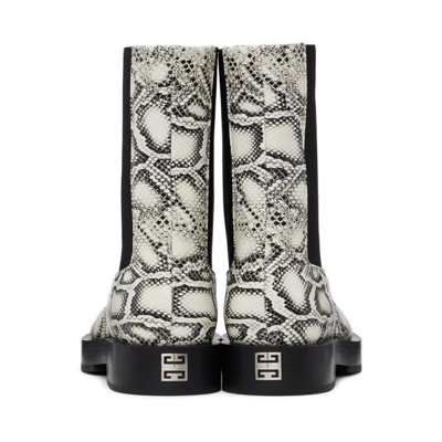 Shop Givenchy White & Black Python Squared Chelsea Boots In 099-stone G