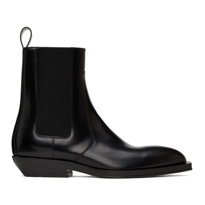 Bottega Veneta Black Chisel Chelsea Boots In 1000 Black