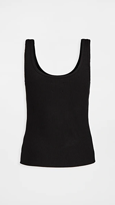 Shop L Agence Iman U Neck Ribbed Tank Top In Black