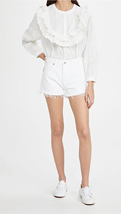 Shop Citizens Of Humanity Annabelle Cutoff Shorts In White