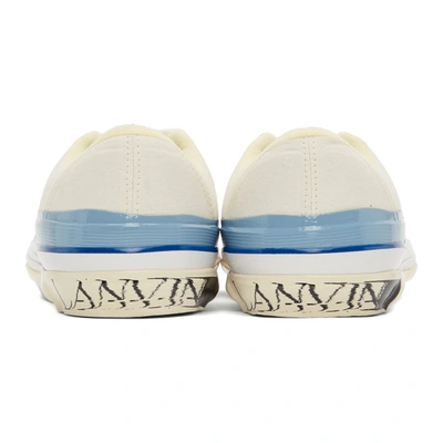 Shop Lanvin Off-white Vulcanized Mlted Sneakers In 0100 Optic White/whi