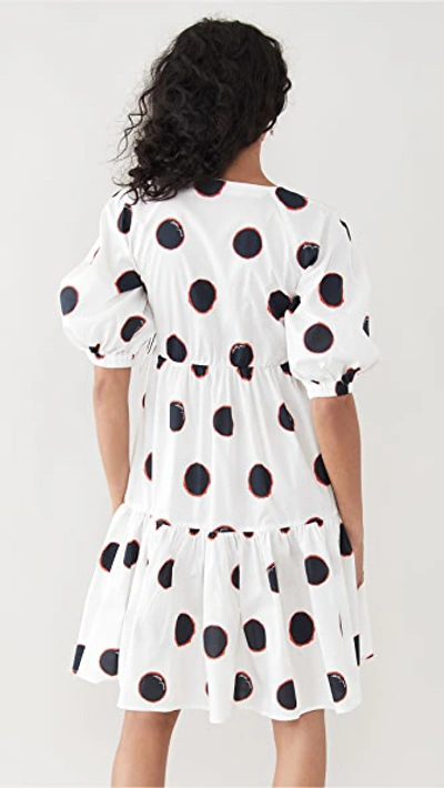 Shop Stella Jean Polka Dot Dress In Black/white