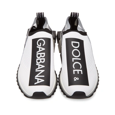 Shop Dolce & Gabbana White Sorrento Slip-on Sneakers In 89697 White/black