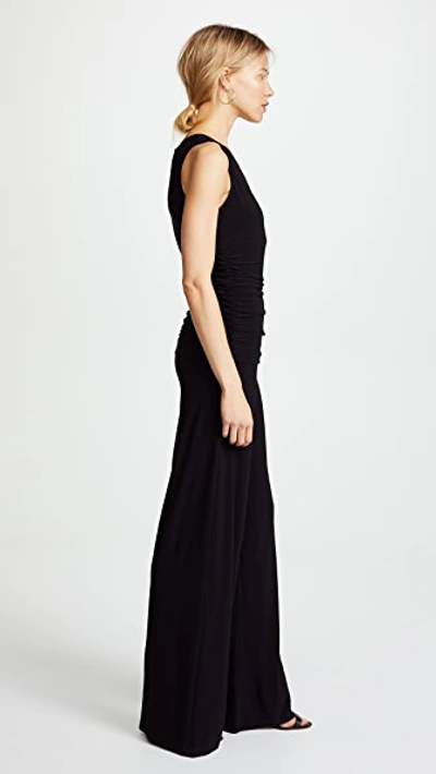 Norma Kamali Kamali Kulture Shirred Waist Jumpsuit Black In Black