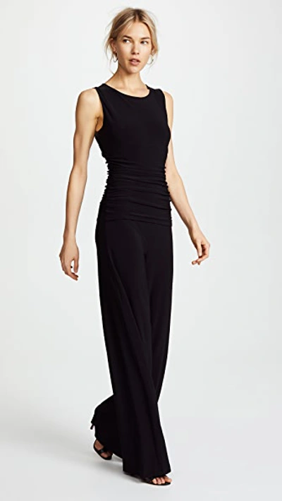 Norma Kamali Kamali Kulture Shirred Waist Jumpsuit Black In Black