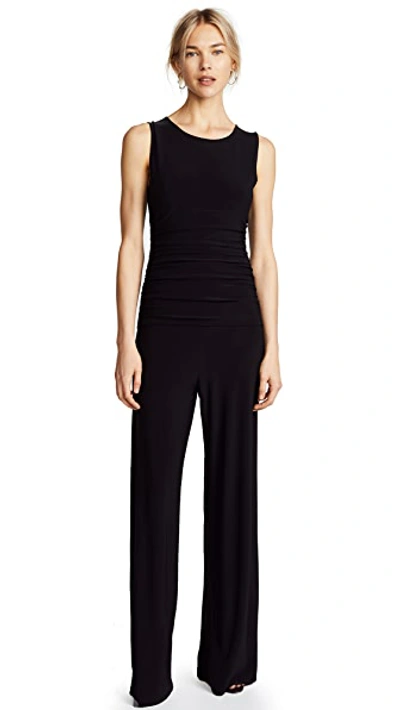 Norma Kamali Kamali Kulture Shirred Waist Jumpsuit Black In Black