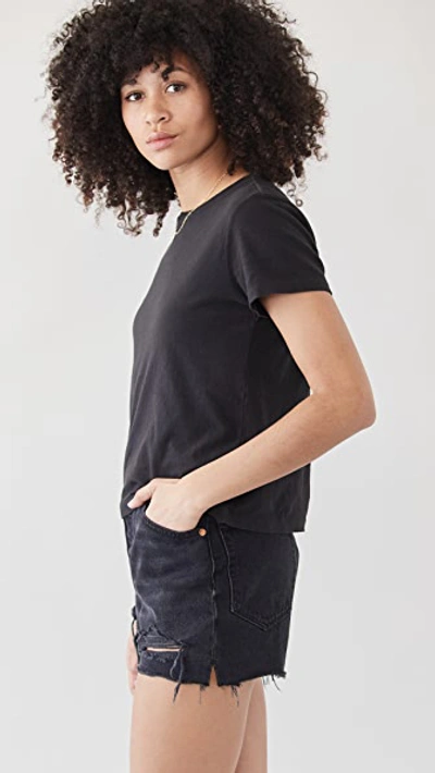 Re/done 1950s Boxy Cotton Tee In Washed Black