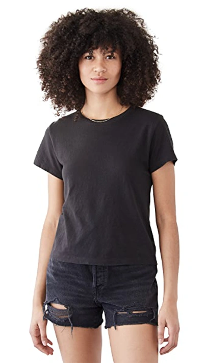 Re/done 1950s Boxy Cotton Tee In Washed Black