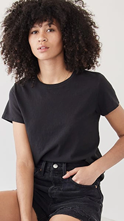 Re/done 1950s Boxy Cotton Tee In Washed Black