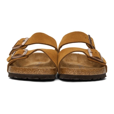Shop Birkenstock Tan Regular Suede Soft Footbed Arizona Sandals In Mink
