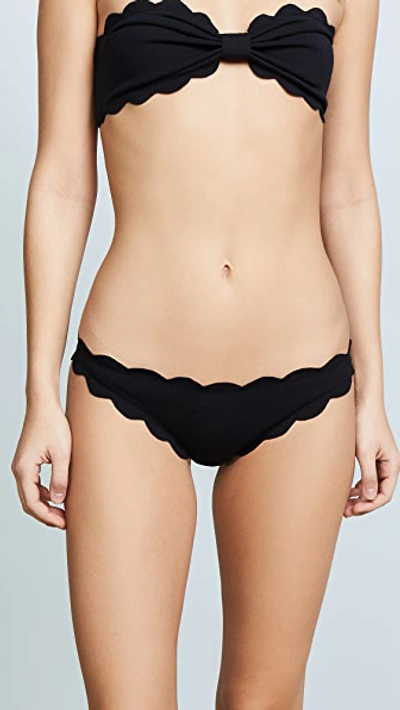 Shop Marysia Antibes Scallop Bikini Bottoms In Black