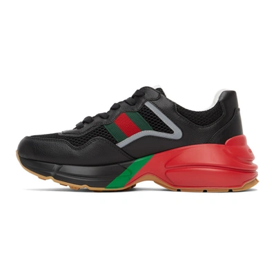 Shop Gucci Black Rhyton Sneakers In 1093 Black/