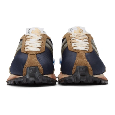 Shop Lanvin Navy Nylon Bumpr Sneakers In 2940 Navy Blue/green